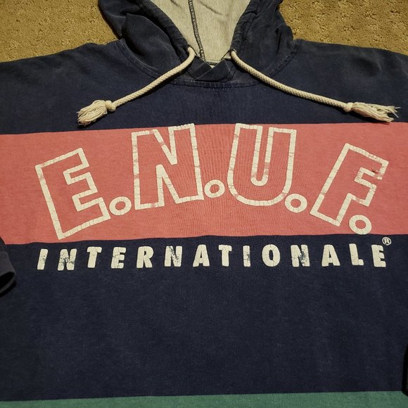 Vintage ENUF Internationale Striped Hoodie Multi-color | Men's Large L 90s Retro - Picture 3 of 8